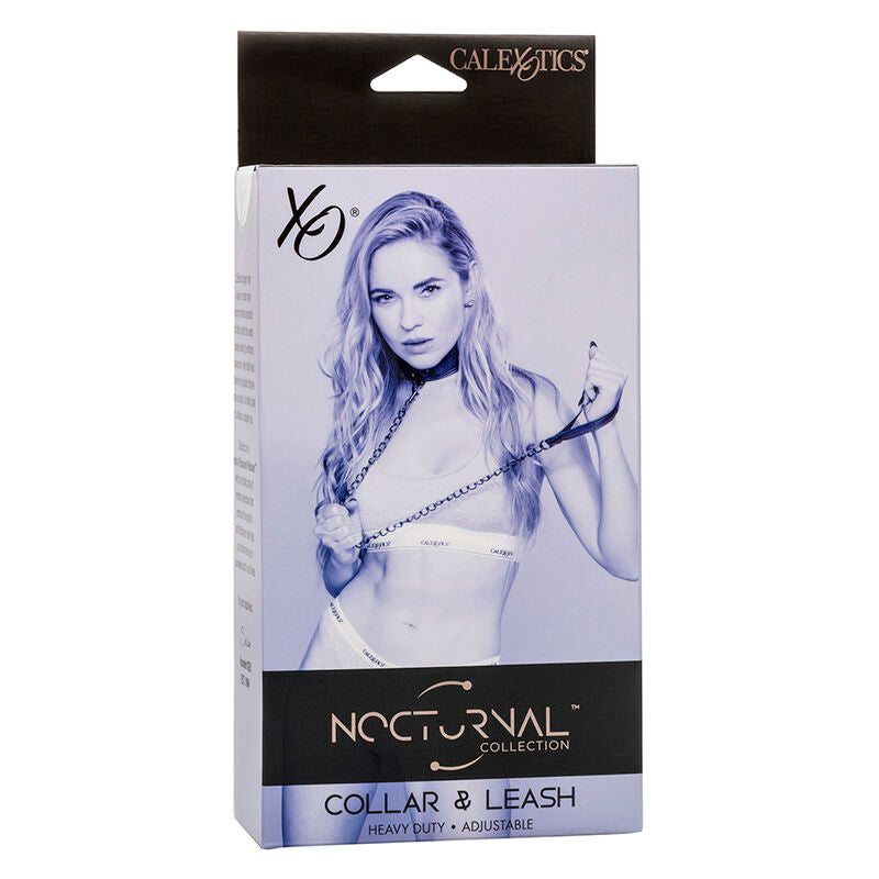 Nocturnal Collar & Leash Leather Adjustable Black | Niks.fi verkkokauppa