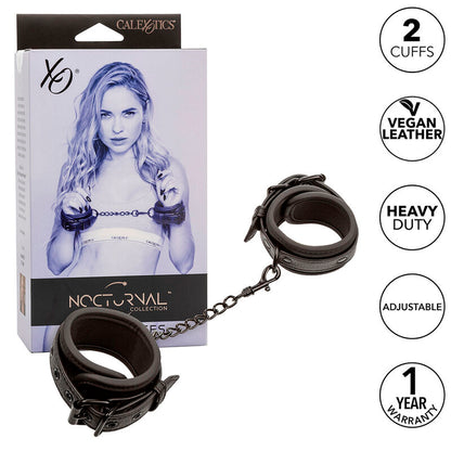 Nocturnal Leather Wrist Cuffs Adjustable Black | Niks.fi verkkokauppa