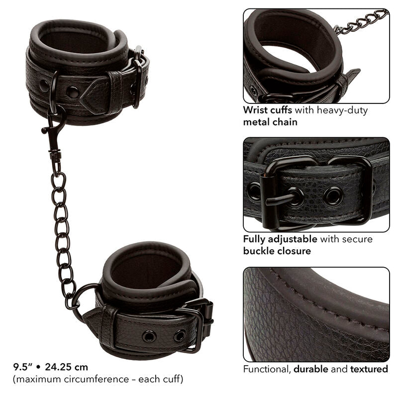 Nocturnal Leather Wrist Cuffs Adjustable Black | Niks.fi verkkokauppa