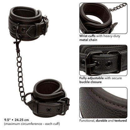 Nocturnal Leather Wrist Cuffs Adjustable Black | Niks.fi verkkokauppa