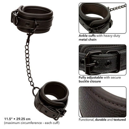 Nocturnal Ankle Cuffs Leather Adjustable Black | Niks.fi verkkokauppa