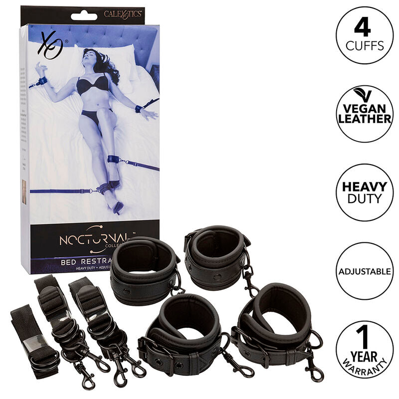 Nocturnal Bed Restraints Leather Adjustable Black | Niks.fi verkkokauppa