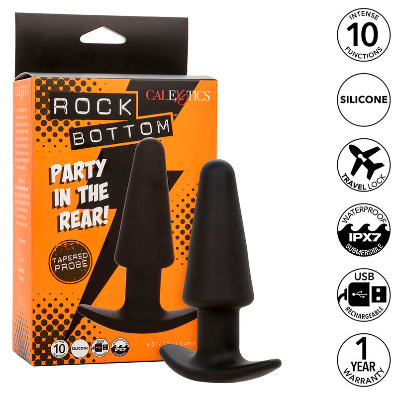Rock Bottom Tapered Anal Plug 10 Vibraciones Silicone Black | Niks.fi verkkokauppa