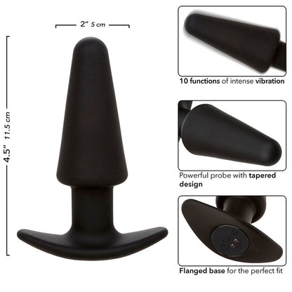Rock Bottom Tapered Anal Plug 10 Vibraciones Silicone Black | Niks.fi verkkokauppa