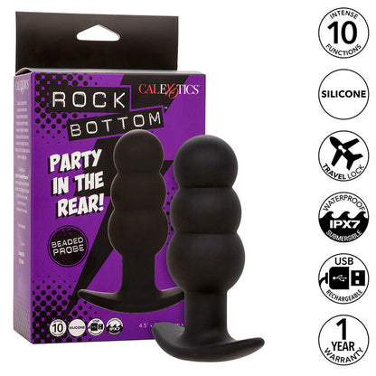 Rock Bottom Beaded Anal Plug 10 Vibrations Silicone Black | Niks.fi verkkokauppa