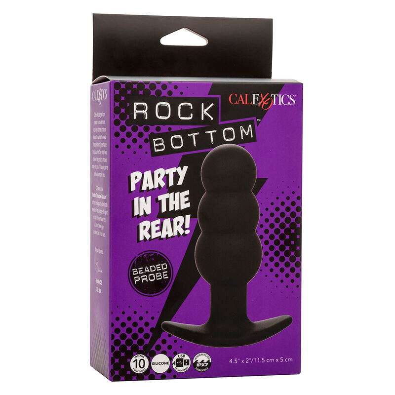 Rock Bottom Beaded Anal Plug 10 Vibrations Silicone Black | Niks.fi verkkokauppa