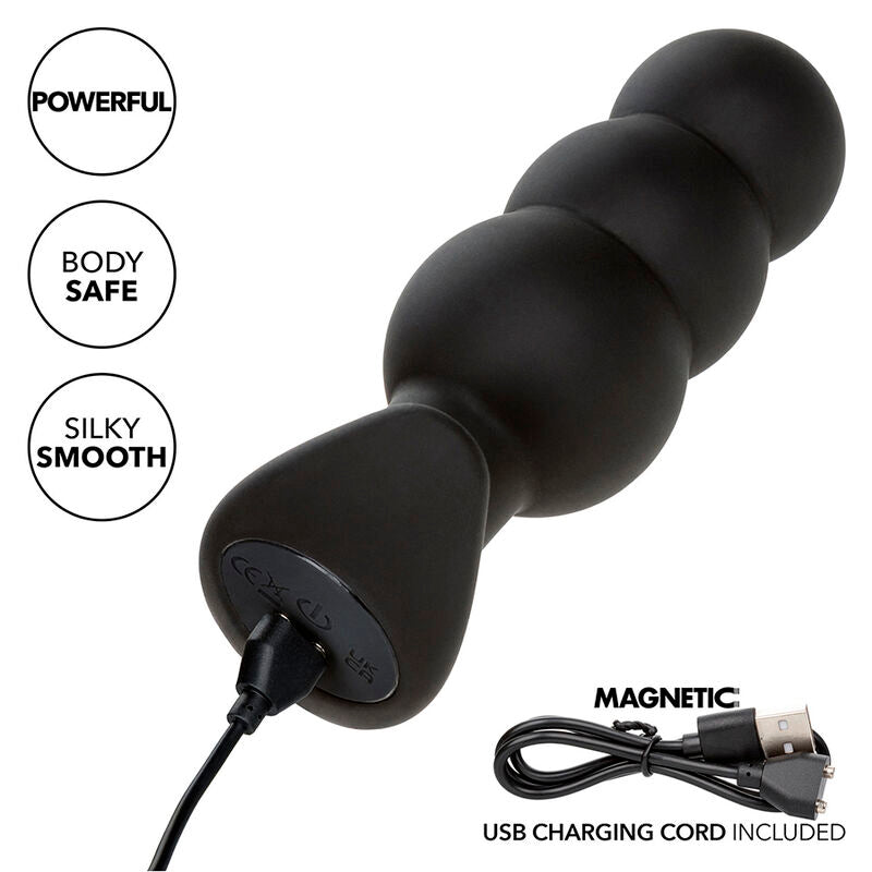 Rock Bottom Beaded Anal Plug 10 Vibrations Silicone Black | Niks.fi verkkokauppa