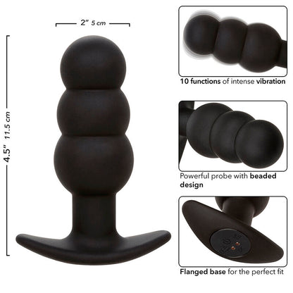 Rock Bottom Beaded Anal Plug 10 Vibrations Silicone Black | Niks.fi verkkokauppa