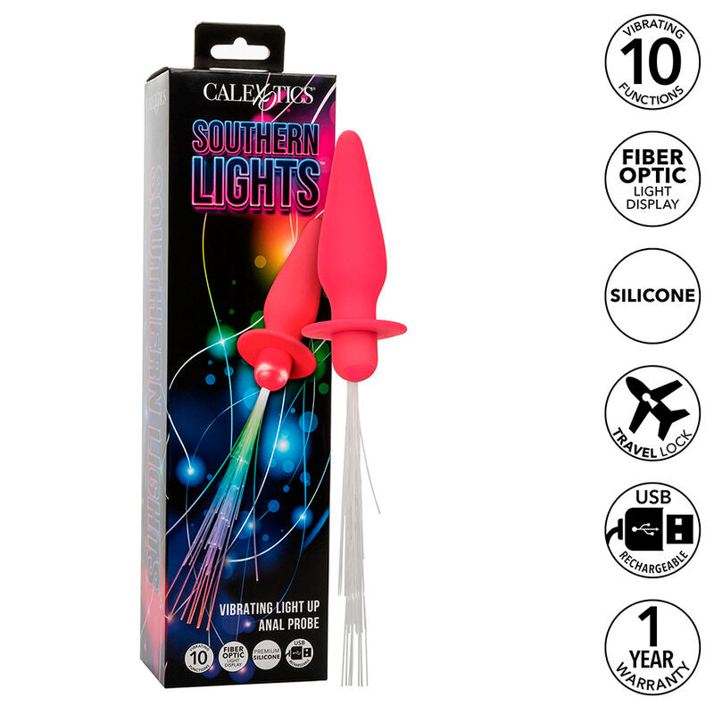 Southern Lights Light Up Anal Plug 10 Vibrations Silicone Pink | Niks.fi verkkokauppa