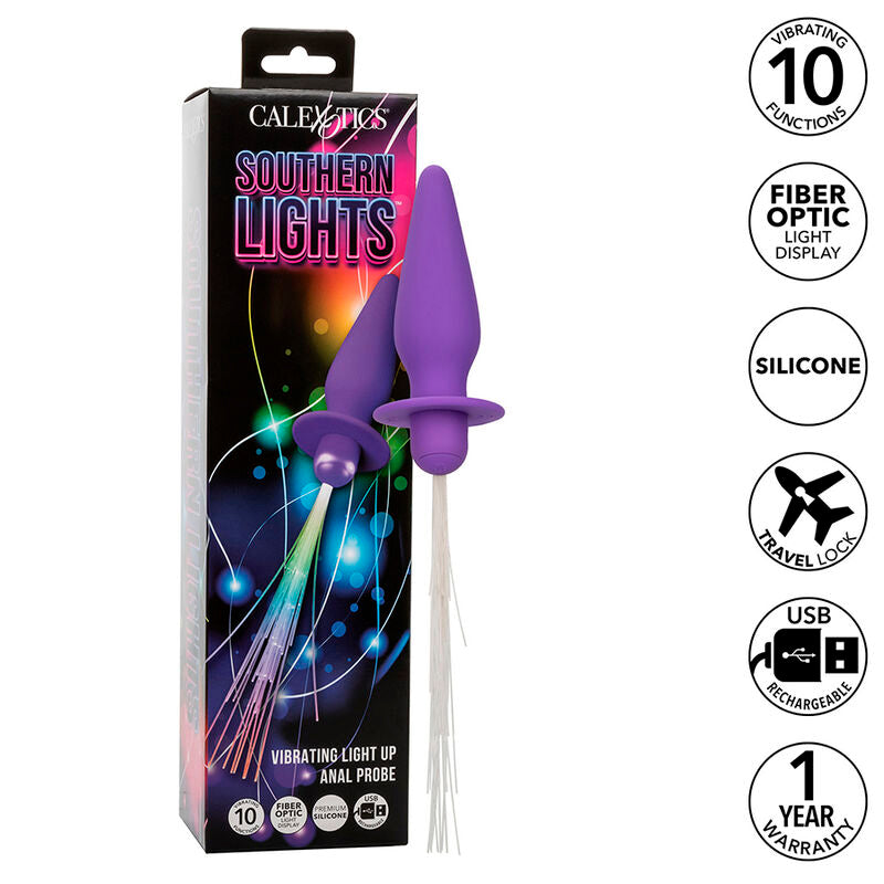 Southern Lights Light Up Anal Plug 10 Vibrations Silicone Purple | Niks.fi verkkokauppa