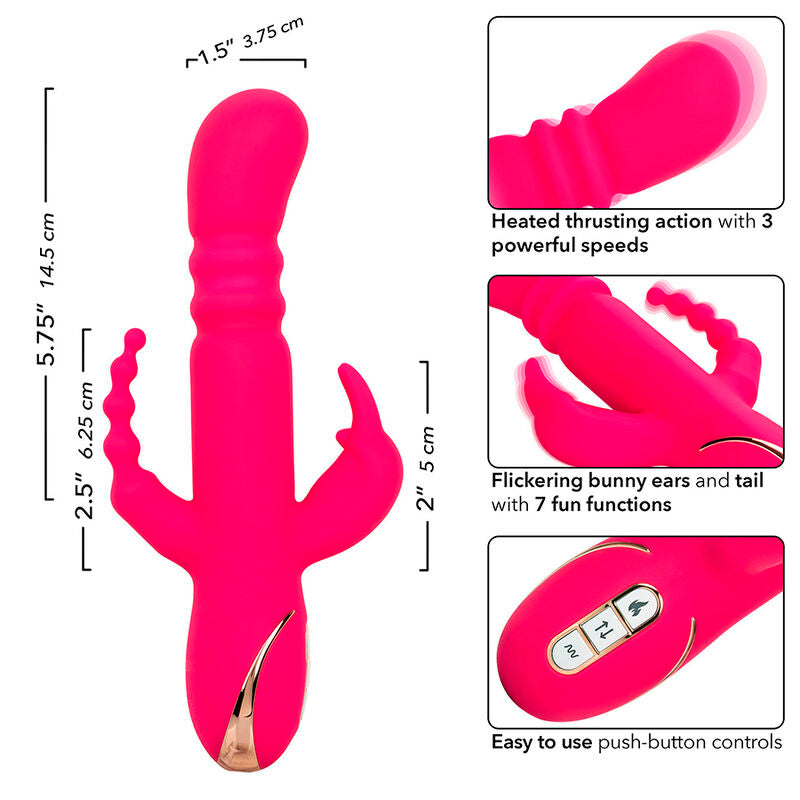 Jack Fantasy Triple Heated Vibrator Rabbit Pink | Niks.fi verkkokauppa