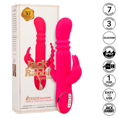 Jack Fantasy Triple Heated Vibrator Rabbit Pink | Niks.fi verkkokauppa