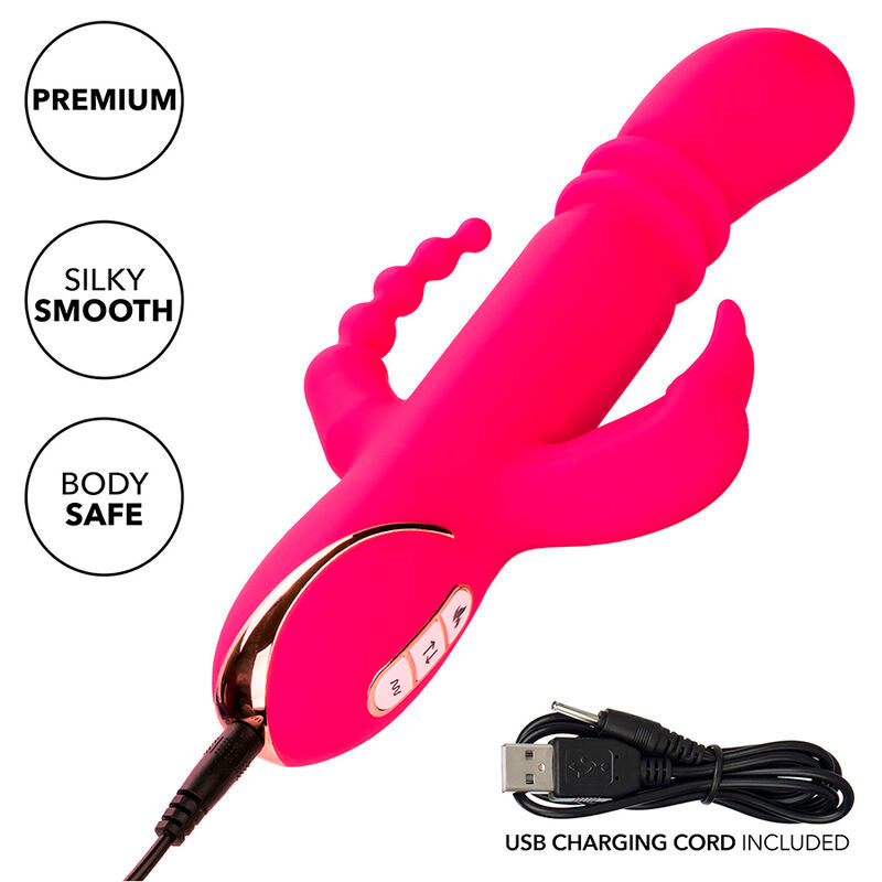 Jack Fantasy Triple Heated Vibrator Rabbit Pink | Niks.fi verkkokauppa