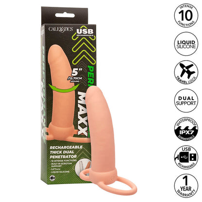 Maxx Thick Dual Penetrator 10 Vibrations Flesh | Niks.fi verkkokauppa