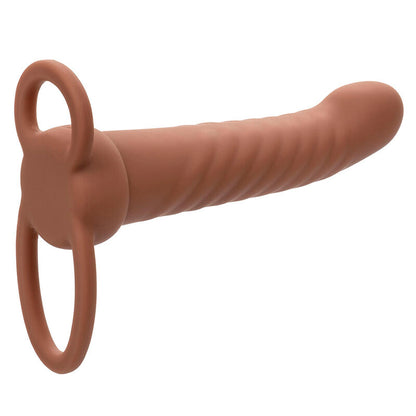 Maxx Ribbed Dual Penetrator 10 Vibrations Brown | Niks.fi verkkokauppa