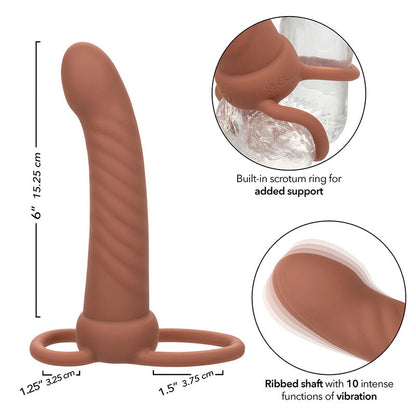 Maxx Ribbed Dual Penetrator 10 Vibrations Brown | Niks.fi verkkokauppa