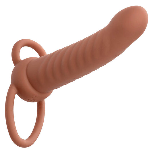 Maxx Ribbed Dual Penetrator 10 Vibrations Brown | Niks.fi verkkokauppa