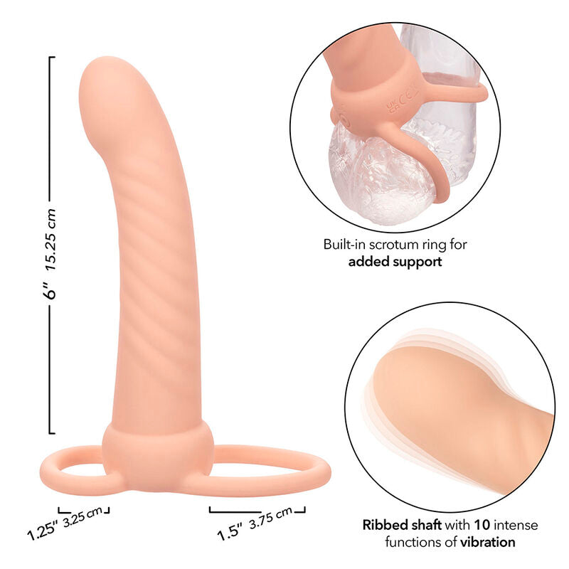 Maxx Ribbed Dual Penetrator 10 Vibrations Flesh | Niks.fi verkkokauppa
