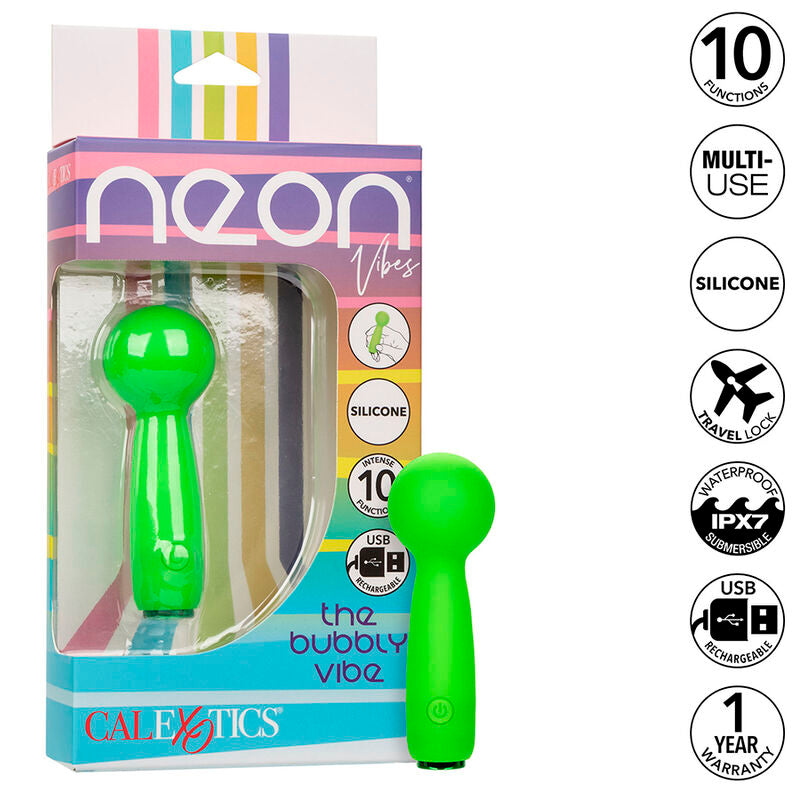 Neon Vibes The Bubbly Vibe Mini Massager 10 Vibrations Green | Niks.fi verkkokauppa