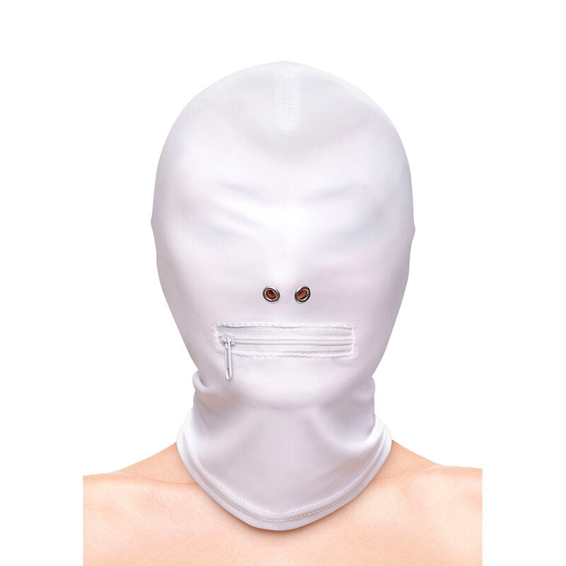 Fetish & Fashion Closed Zippered Mouth Hood Nylon White | Niks.fi verkkokauppa