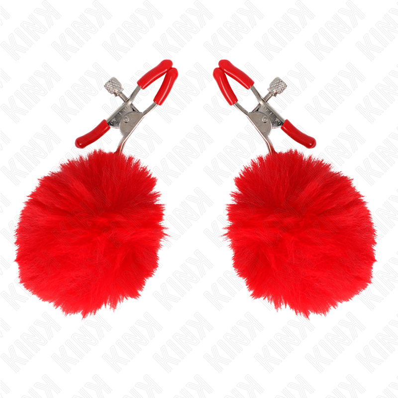 Kinkfaux Fur Ball Nipple Clamp Red 6 Cm | Niks.fi verkkokauppa