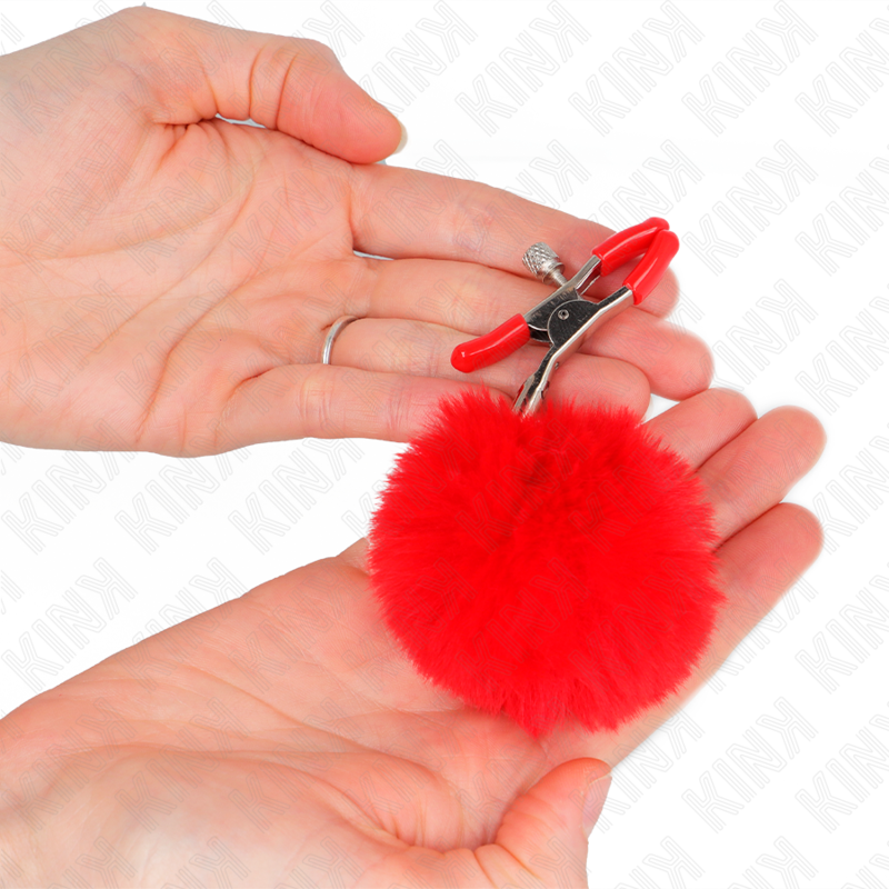 Kinkfaux Fur Ball Nipple Clamp Red 6 Cm | Niks.fi verkkokauppa