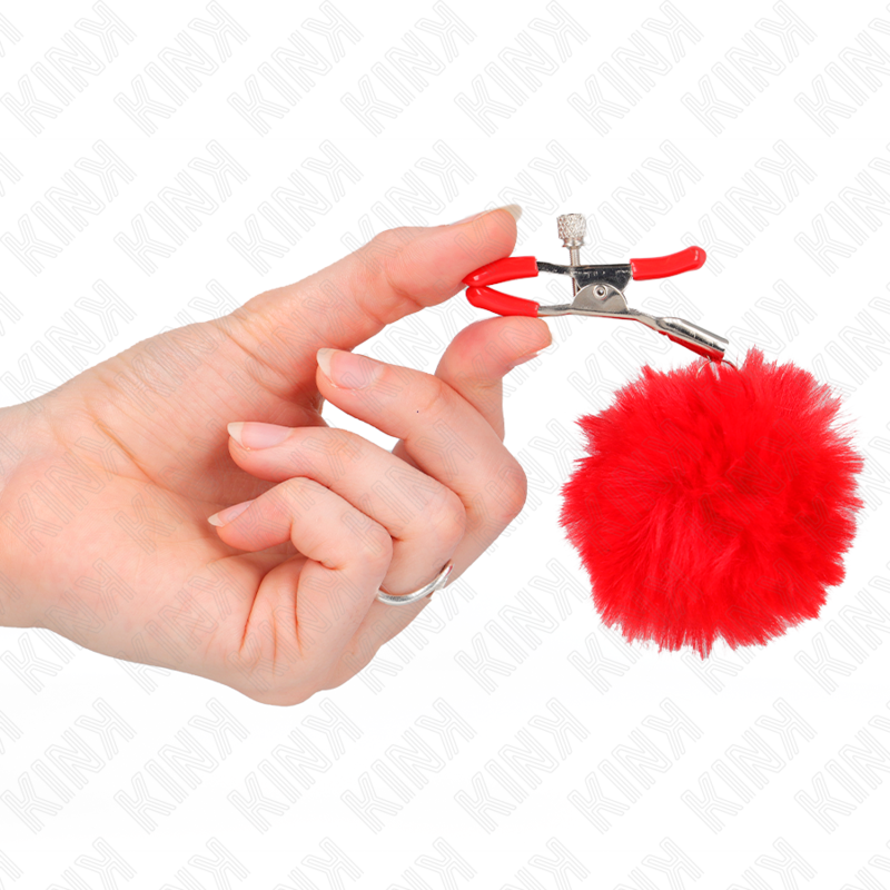 Kinkfaux Fur Ball Nipple Clamp Red 6 Cm | Niks.fi verkkokauppa