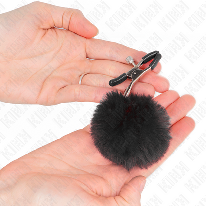 Kinkfaux Fur Ball Nipple Clamp Black 6 Cm | Niks.fi verkkokauppa