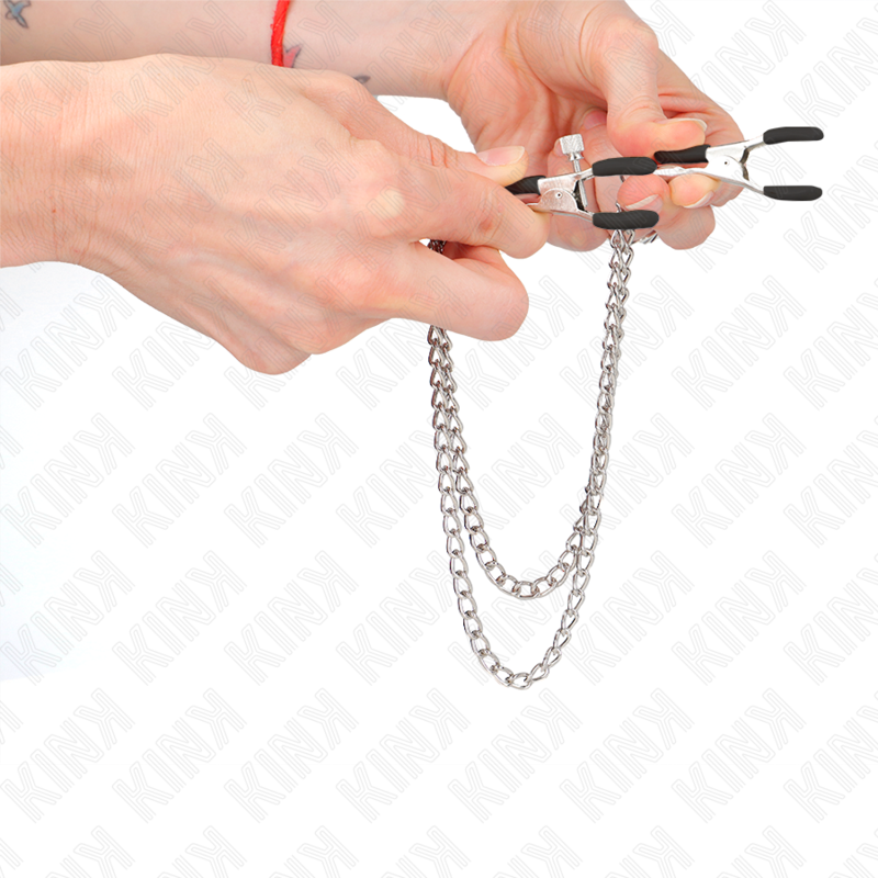 Kinknipple Clamps With 2 Thick Chains Silver 20/23 Cm | Niks.fi verkkokauppa