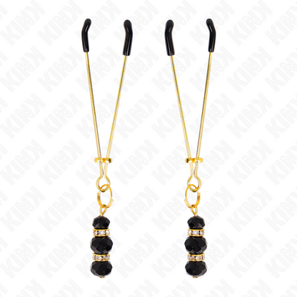 Kinkgold Thin Nipple Clamps With 3 Black Glass Beads 7 Cm | Niks.fi verkkokauppa