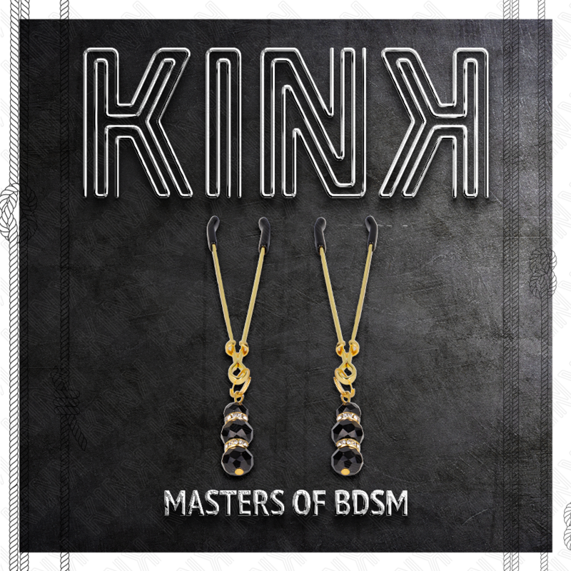 Kinkgold Thin Nipple Clamps With 3 Black Glass Beads 7 Cm | Niks.fi verkkokauppa