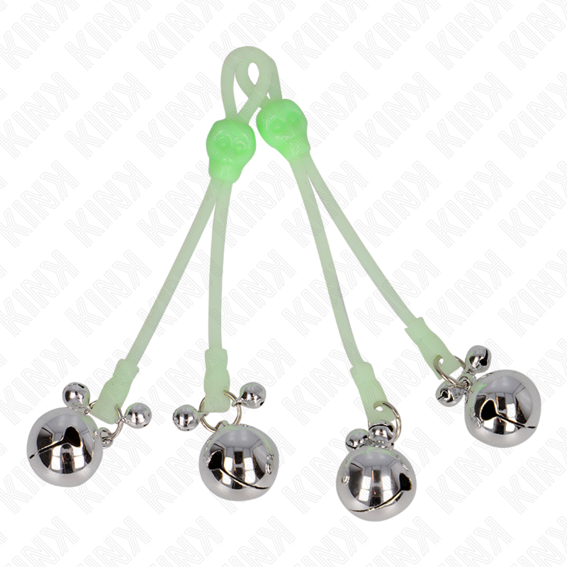 Kinkluminous Skull Nipple Clamps With Ring Bells Adjustable Green / Silver | Niks.fi verkkokauppa
