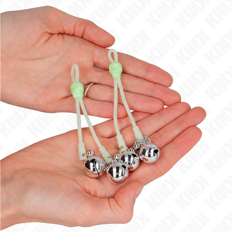 Kinkluminous Skull Nipple Clamps With Ring Bells Adjustable Green / Silver | Niks.fi verkkokauppa