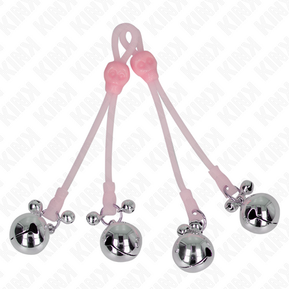 Kinkluminous Skull Nipple Clamps With Ring Bells Adjustable Pink / Silver | Niks.fi verkkokauppa