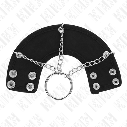 Kink metallinen penisrengas nahkavyöllä - Ø 4 cm - 7 cm:n ketju - D-241248