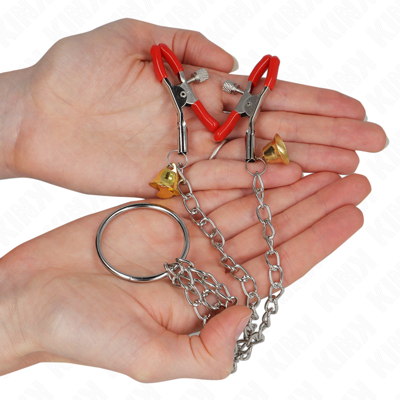Kinkbell Triple Nipple And Clit Clamps Red With Chain 30 Cm | Niks.fi verkkokauppa