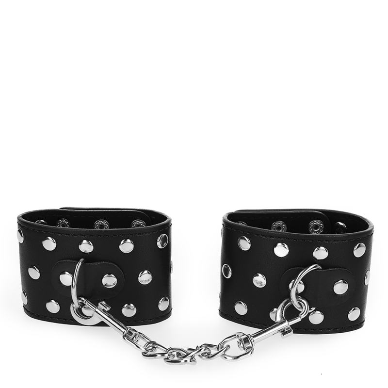 Kinkwrist Restraints With Snap Fasten Full Of Rivets Black Adjustable 19-24 Cm X 5.5 Cm | Niks.fi verkkokauppa