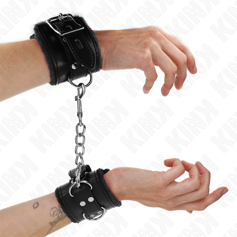 Kinkfur Lined Wrist Restraints Black With Black Belt Adjustable 17-29 Cm X 6 Cm | Niks.fi verkkokauppa