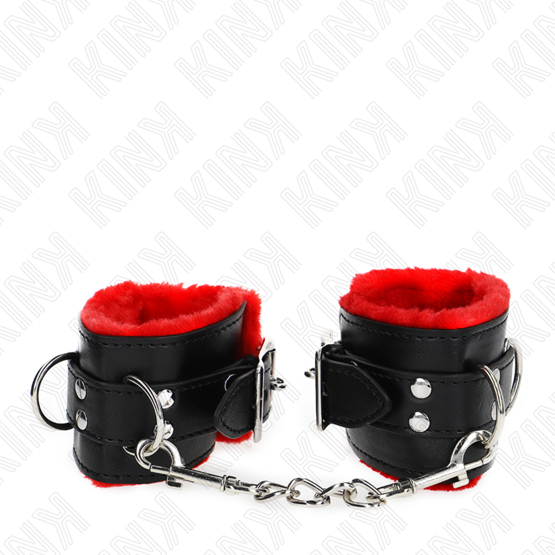 Kinkfur Lined Wrist Restraints With Square Holes Red And Black Belt Adjustable 17-29 Cm X 6 Cm | Niks.fi verkkokauppa
