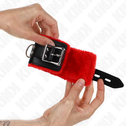Kinkfur Lined Wrist Restraints With Square Holes Red And Black Belt Adjustable 17-29 Cm X 6 Cm | Niks.fi verkkokauppa