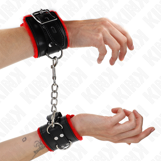 Kinkfur Lined Wrist Restraints With Square Holes Red And Black Belt Adjustable 17-29 Cm X 6 Cm | Niks.fi verkkokauppa