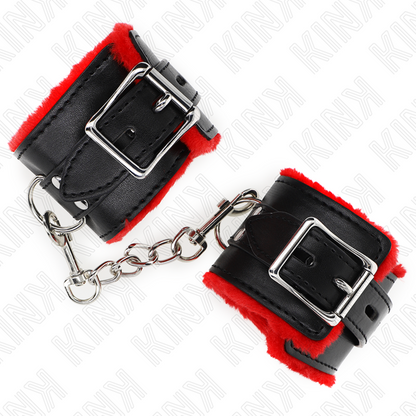 Kinkfur Lined Wrist Restraints With Square Holes Red And Black Belt Adjustable 17-29 Cm X 6 Cm | Niks.fi verkkokauppa