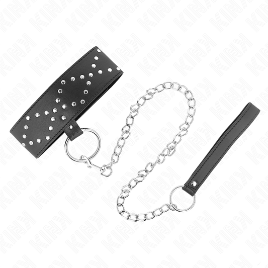 Kinknecklace 65 Cm With Leash With Silver Studs Model 3 Adjustable 36-43 Cm X 5 Cm | Niks.fi verkkokauppa