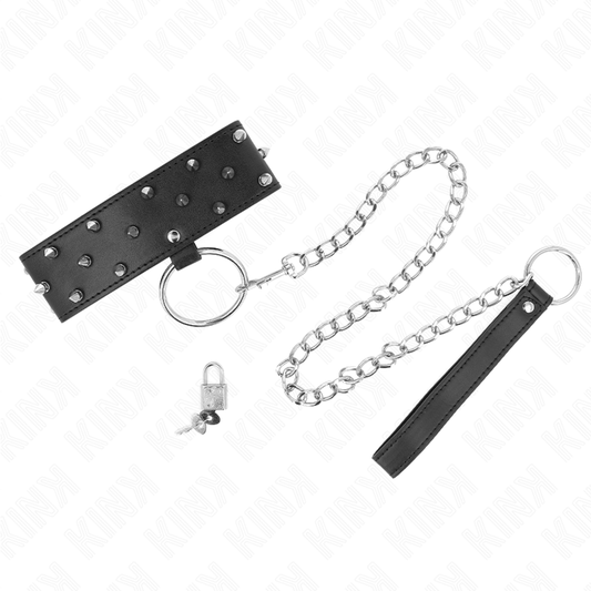 Kinknecklace With Leash 65 Cm With Silver Studs Model 5 Adjustable 36-43 Cm X 5 Cm | Niks.fi verkkokauppa