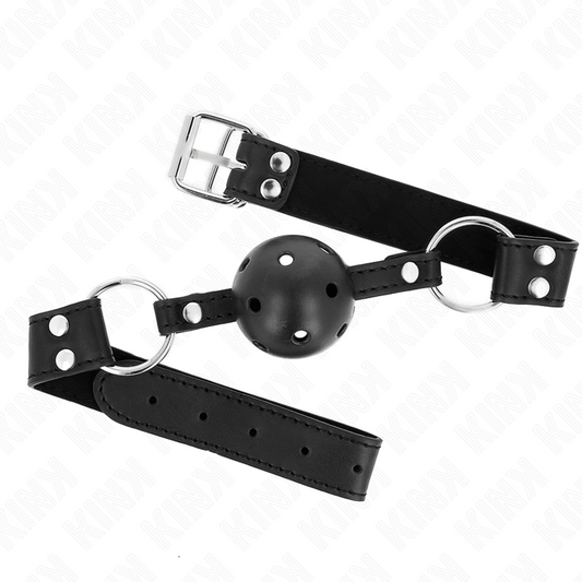 Kinkbreathable Ball 4 Cm Gag With Double Rivet Model 1 Black 62.5 X 2.5 Cm Adjustable 42-58 Cm | Niks.fi verkkokauppa