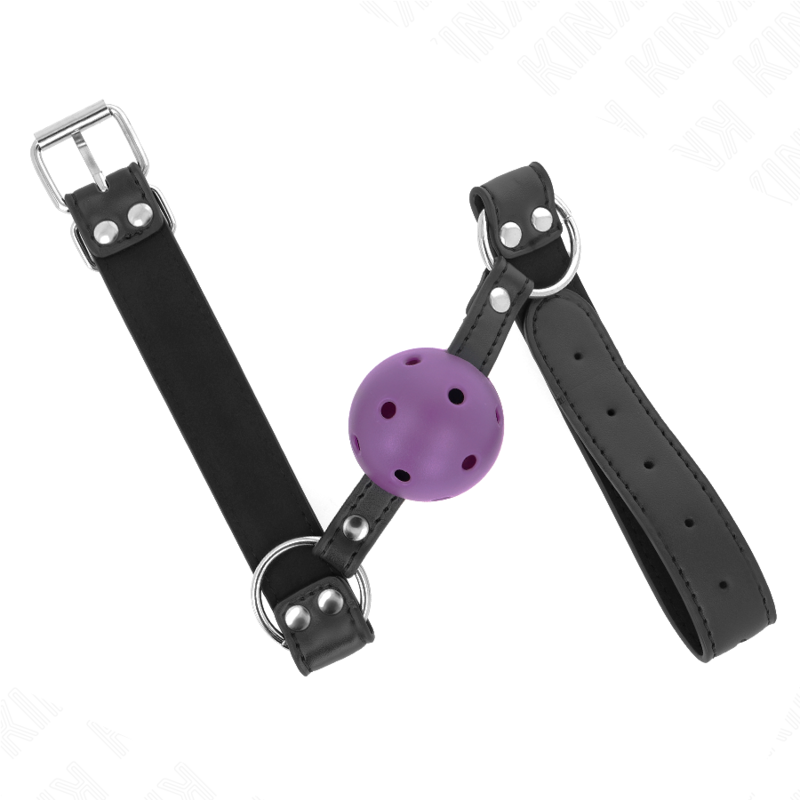 Kinkbreathable Ball 4 Cm Gag With Double Rivet Purple 62.5 X 2.5 Cm Adjustable 42-58 Cm | Niks.fi verkkokauppa