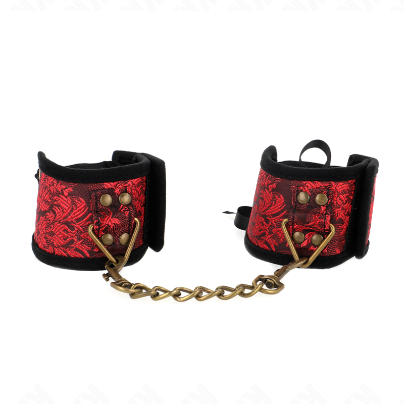 Kinkscandal Wrist Restraints Red-Black Lace Details 24.5 Cm X 6.5 Cm | Niks.fi verkkokauppa