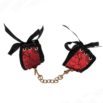 Kinkscandal Wrist Restraints Red-Black Lace Details 24.5 Cm X 6.5 Cm | Niks.fi verkkokauppa