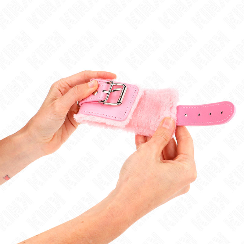 Kinkfur Lined Wrist Restraints Pink With Pink Belt Adjustable 17-29 Cm X 6 Cm | Niks.fi verkkokauppa