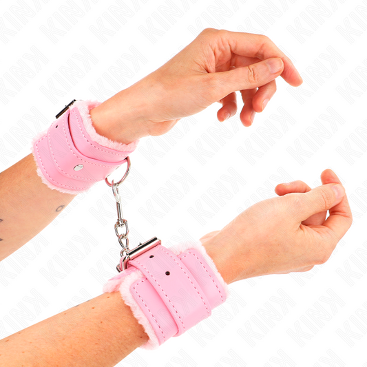 Kinkfur Lined Wrist Restraints Pink With Pink Belt Adjustable 17-29 Cm X 6 Cm | Niks.fi verkkokauppa